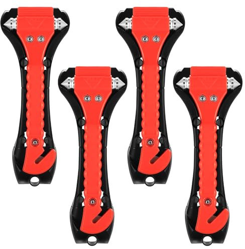 AIOUHMYM 4 Pcs 2-in-1 Car Emergency Safety Escape Hammer