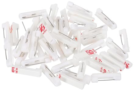 PATIKIL 50 st säkerhetsnål, 22 mm självhäftande säkerhetsnålar bar emblemstift namnbricka nål bulk små med platt baksida klibbiga remsor för kläder gör-det-själv-hantverk, vit