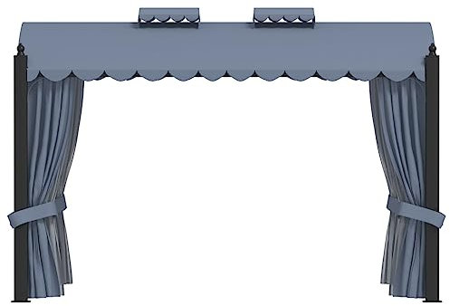 Strandzelt Carport Pavillon Vorzelt - Pavillon mit Vorhängen 3 x 4 m Anthrazit Stahl für Terrasse Camping Festival Party