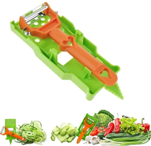 DJSDN Kit pelapatate e Julienne – Pelapatate Multiplo for Patate, cetrioli, Mele e Limoni, Lama in Acciaio Inossidabile, Include Un tagliaverdure a Spirale e Uno spremiagrumi(1pcs)