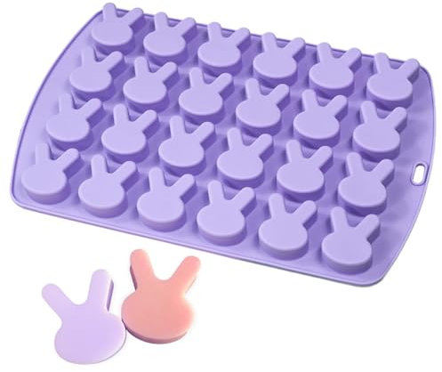 Qiwieod Moldes de Conejo de Pascua para Chocolate,Molde de Conejito de Pascua de Chocolate - Molde para barra de caramelo, molde para hornear y congelador de chocolate - Molde seguro para decoración