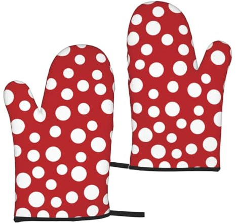 Rot Weiß Tupfen, Kochhandschuhe, rutschfeste Ofenhandschuhe, hitzebeständige Backhandschuhe, EIN Paar