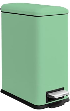 JM ·YIPENG Bathroom Trash Can with Lid, 10 Liter / 2.6 Gallon Trash Can with Removable Liner Bucket, Soft Close lid & Step Pedal, Stainless Steel Garbage Can for Bathroom,Bedroom,Home Office, Green