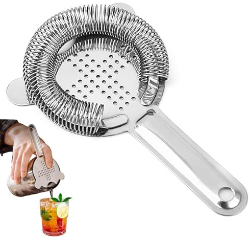 Cocktail Strainer,Silver Stainless Steel Bartender Strainer Cocktail Filter with Wire Spring Ice Separator Bartending Filtering Tool for Bar Club Party Home Drinks