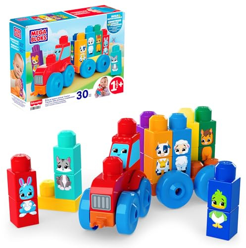 Mega Bloks BAU-und-Lern-Tier-Traktor Bausteinspass Kleinkind Bausteine Spielzeug