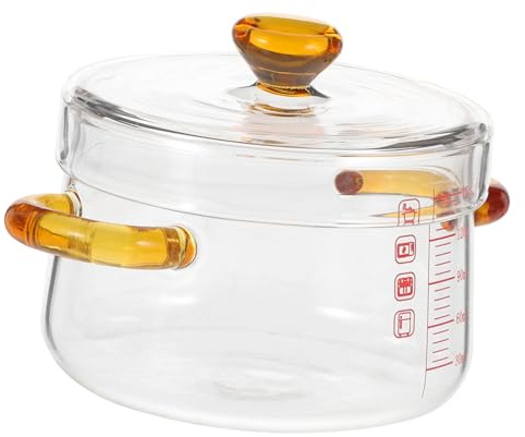 SOLUSTRE Cacerola de Vidrio Transparente Doble Asas para Cocción Baño María y Horno para y Huevos al Vapor Resistente Altas Utensilio de Cocina Multifuncional