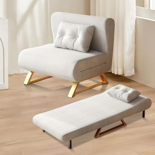 TWSOUL 3 in 1 Schlafsofa, Klappbett mit Bettfunktion, Bettsofa mit Verstellbarer Rückenlehne und Kissen, Schlafsofa Klein mit Lendenkissen, Latex Schlafcouch, für Wohnzimmer, Schlafzimmer (Weiß)