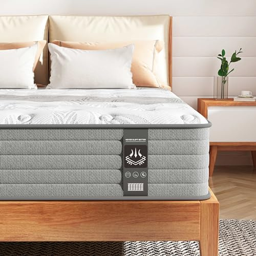CIUANCE Double Size Mattress 4FT6, 10 Inch Gel Infused Double Mattress with Individual Pocket Springs for Ultimate Support & Pressure Relief, Medium Firm Mattress in a Box 135x190x25 cm