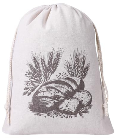Sac à pain avec doublure intérieure en TPU et impression, sac en coton et lin, 31 x 38 cm, imperméable, respirant, réutilisable, pour pain, biscuits et pâtisseries