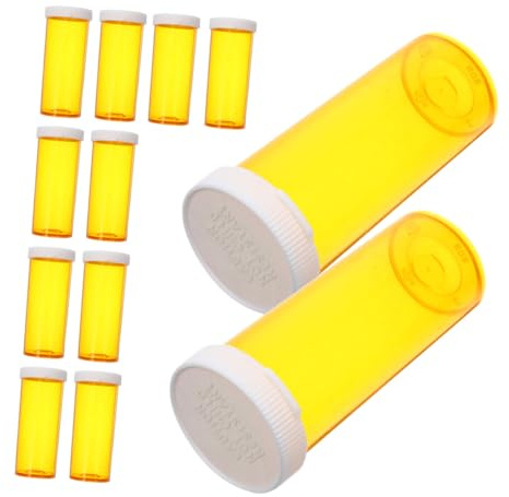 MOLUCKFU Frascos de Pastillas de Farmacia 12 Pcs, Organizador de Medicamentos con Material Resistente y Sello para Actividades al Aire Libre y Viaje