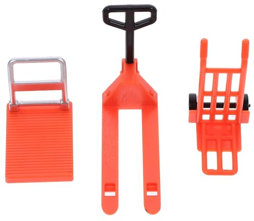 TOYANDONA Jouet Garçon et Filles Chariot Élévateur Miniature Modèle Réduit Petit Format Orange Outil Chantier Mini Plateforme Éducatif Préscolaire Kit 3 Pièces