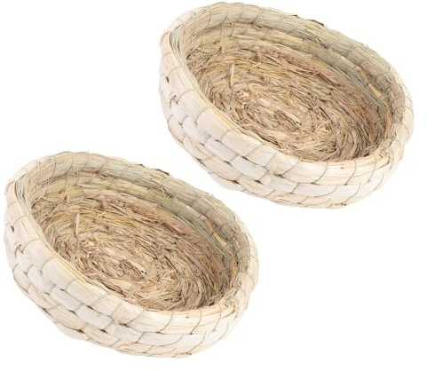 Abaodam Lot de 2 Nids D’éclosion pour Pigeons Domestiques en Feuilles de Maïs et Paille Tressée, Nid Suspendu Confortable pour Pigeons Voyageurs, Accessoires pour Oiseaux de Compagnie