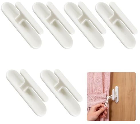 YUUTIAL 6PCS Blind Hooks for Cord, Plastic Blind Cord Winder Self Adhesive, Cords Holder Wall Safety Device for Home Office Window Blinds Curtains