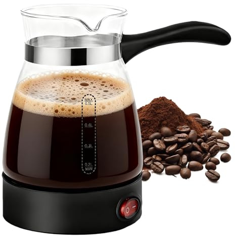 BORDEAG Cafetière Turque Electrique Avec Poignée, 500ml Machine À Expresso À Induction, Machine À Café Électrique Turque, Cafetière Électrique Turque, Pour La Maison