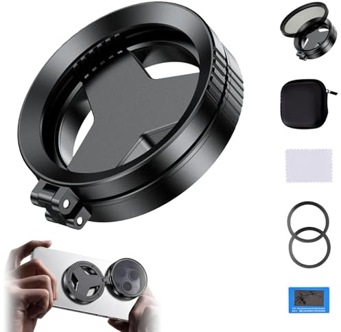 Anti-Glare Magnetic Phone Camera Filter, Magnetic Cpl Filter for Iphone, Foldable Portable Professional 52mm Polarizing Filters, Reduces Reflections Enhances Colors (1set)