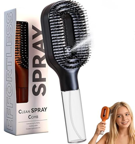 Spazzola Districante 2 in 1 Con Spruzzatore Integrato, Pettine Districante Per Capelli Asciutti E Bagnati, Spazzola Con Nebulizzatore A Spruzzo Fine, Adatta A Tutti I Tipi Di Capelli (Nero)