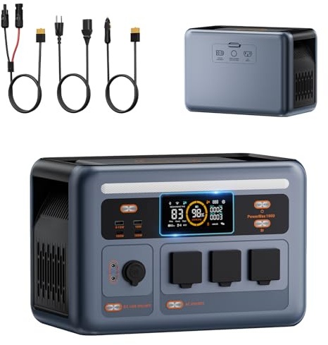 IEE 1800W Generador solar (3600W Pico), 1024Wh Estación de Energía | Carga del 0 al 80% en 45 min, 11 Puertos de salida UPS, Control por Aplicación Estación de Energía