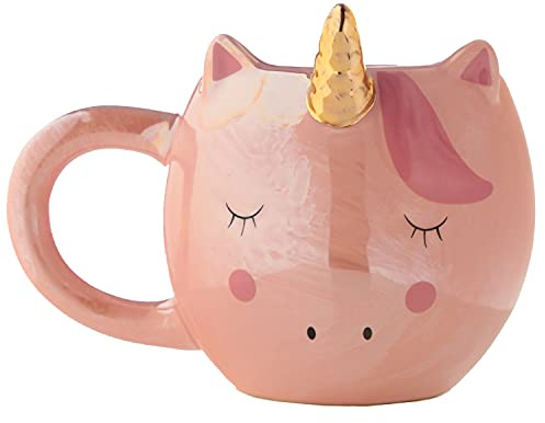 Puckator Enchanted Rainbows Unicorn Ceramic Shaped Tea Coffee Mug - Funny Home Accessories Cute Gifts for Girlfriend Large Mugs for Men Women Hot Drinks Cups Presents Secret Santa Gift Cup Set