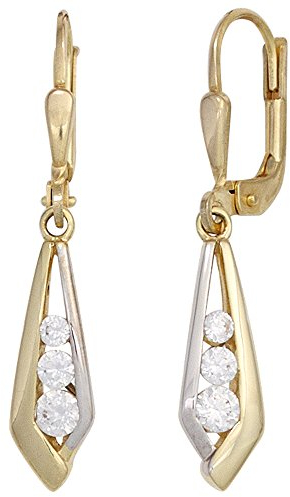Jobo Damen-Ohrringe hängend aus 8 Karat 333 Gold Bicolor mit Zirkonia