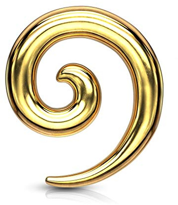 beyoutifulthings Dehn-Spirale Edelstahl Taper Gold Silber Schwarz Bunt Dehnanhänger Dehnungs-Schnecke Dehnungs-Sichel Ohr-Piercing Ohr-Schmuck 2-8mm