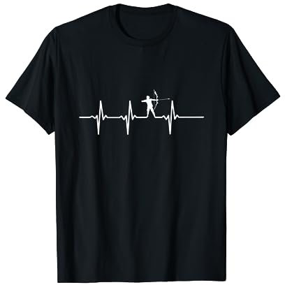 Bogenschütze Heartbeat Geschenk Bogensport EKG Bogenschießen T-Shirt
