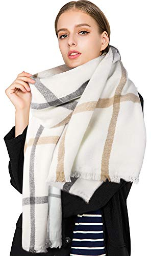 Superora Damen Schal XXL Schultertuch karierter Deckenschal Halstuch Karo Scarf kuschelig übergroßer Oversized Poncho 200 * 70cm