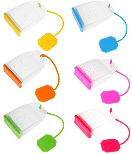 Tee-Ei aus Silikon, wiederverwendbar, sicher für lose Teeblätter, leuchtende Farben (6 Set)