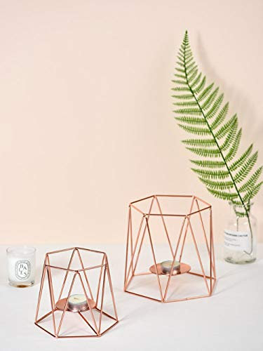 LIUJUAN Candlestick Holders Clear Candle Holder Metal Candle Holder Aromatherapy Holder Household Simple Modern Romantic Western Food Decoration Candle Holder-Rose Gold Large