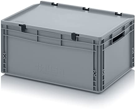 Auer Packaging Eurobehälter-Eurobox 60 x 40 x 28,5 cm mit Scharnierdeckel Lagerbox Plastikbox Kunststoffbehälter große Box Plastikkiste stapelbar stabil 60x40x28 für Transport und Lagerung