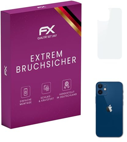 atFoliX Glasfolie kompatibel mit Apple iPhone 12 mini Backcover Displayfolie, 9H Hybrid-Glass FX Schutzpanzer Folie