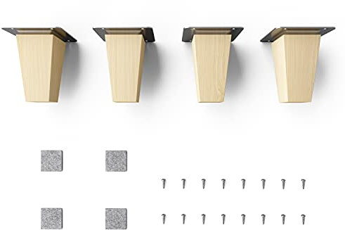 Sossai piedini per mobili in legno di faggio naturale CLIF SQUARE HMF3 altezza 8 cm quadrati design dritto per cassettiere mensole armadi