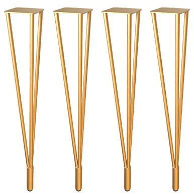 HWZP026 4 Stück DIY-Möbel Metall-Tischbeine,Moderne Möbelbeine für Schrank, Kleiderschrank, TV-Schränke, Nachttisch Mit Schrauben und Schutzfüßen (72cm/28.34in,Gold)