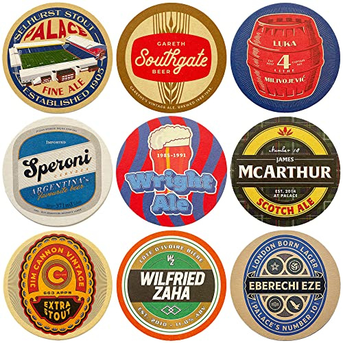 Boot & Ball Crystal Palace Beer Mats, Set of 9 Coasters, Football Fan Gift