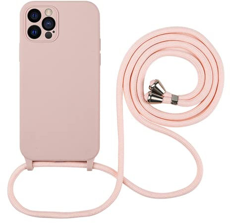 Hadwii Custodia con Cordino per iPhone 13 mini, Cover con Regolabile Collana, Morbido Silicone Case con Laccio Tracolla [Antiurto] [AntiGraffio] Custodia per iPhone 13 mini, Rosa