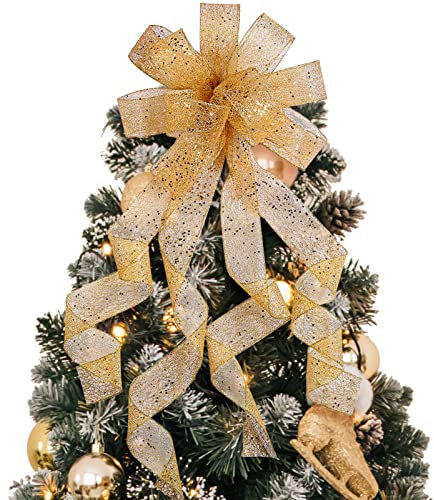 Gwhole Fiocco di Natale, 1 Fiocci da Regalo Champagn Grande per Decorazioni Albero di Natale Regali Natale Decorazioni Natalizie per la Casa Ornamenti della Ghirlanda di Natale 30 CM