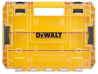 DeWALT Tough Case (Groß) - Organizer, Werkzeugbox, Transparenter Deckel, Herausnehmbares Fach, Stapelbare Aufbewahrung für Schrauben, Bits, Zubehör