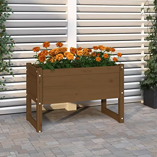WIFESE JardinièRe Marron Miel 78x40x52 Cm Bois Massif De Pin Jardinieres Exterieur JardinièRe sur Pieds Potager Bac A Fleurs Rectangulaire Potager Surleve Jardiniere Bois