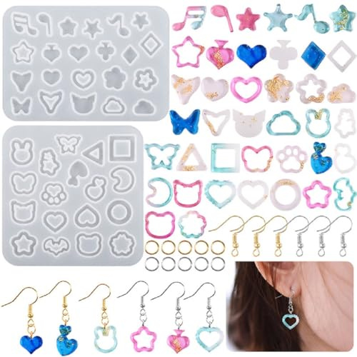DeryArcle 2Pcs Jewelry Resin Molds Silicone Earring Mold Shaker Resin Molds Heart Butterfly Pendant Crystal Mould Epoxy Casting Moulds for DIY Necklace Ornament
