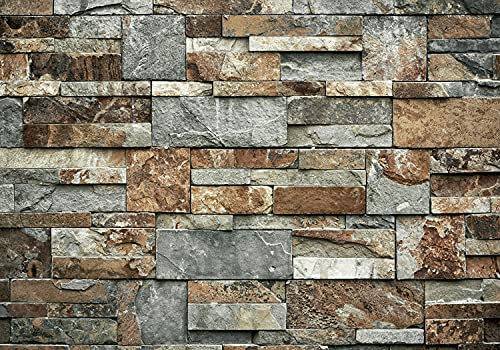 decomonkey Premium Fototapete Ziegel Ziegelstein 350x256 cm Tapete Fototapeten Vlies Tapeten Vliestapete Wandtapete moderne Wand Wandbild Schlafzimmer Wohnzimmer Steinwand Stein