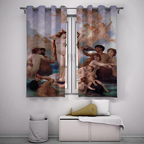 HengYun ART Adolphe Bouguereau Berühmte Gemälde Vorhänge Impressionismus Elegante Frau Kinder Schlafzimmer Dekor Schattierung Fenster Vorhänge 2 Panel 2xB178xL244cm