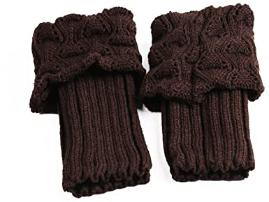 Yurosiay 1 Paar Damen Stulpen Beinwärmer Winter Beinstulpen Strick Kurz Stretch Stulpen Damen Legwarmer Gestrickte Beinwärmer Mädchen Stiefel Abdeckung für Winterwärmer Eine Grösse Kaffeefarbe