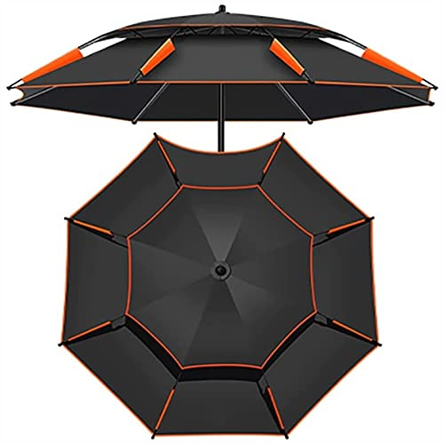 JKIOOW Sonnenschirm 2.2m Schwarz Gartenschirm im Freien Neigbar Strandschirm 8 Rippen Balkonschirm UPF 50+ Angelschirm Deck Pool Hinterhof (Size : 2.4m/7.8ft)