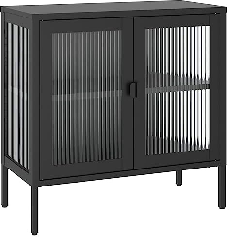 vidaXL Sideboard Black 70x35x70 cm Glass and Steel