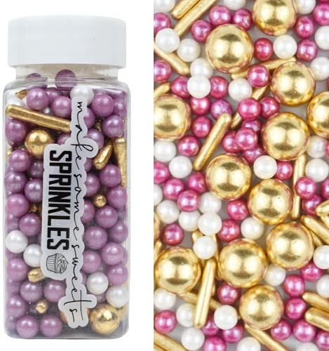 MakeSomeSweets PURPLE WEDDING Comestibles Sprinkles VIOLET, OR - Vegan, sans huile de palme, décoration vibrante pour desserts, 100 g