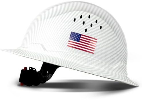SAFEBUILDER Full Brim Carbon Fiber Pattern Hard Hat, Adjustable and Comfortable hardhats ANSI Ratchet Durable Hardhat Construction & Industrial (01-Matte White Hat)