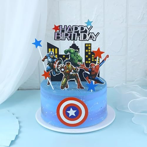 Cake Toppers,Superheld Tasse Kuchen Toppers 11 Stück Superheld Kuchen Cupcake Topper für Kinder Baby Party Geburtstag Party Kuchen Dekoration