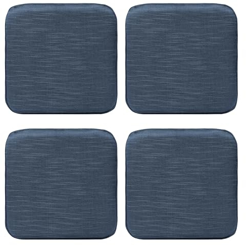 RACE LEAF 4er Set Memory Foam Anti-Rutsch-Stuhlkissen 40,5x40,5 cm, Sitzkissen, wasserfeste Oberfläche, rutschfeste Unterseite - Stuhlkissen blau