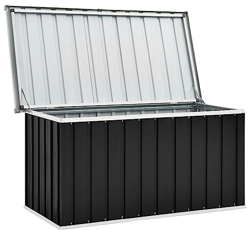 homiuse Gartenbox Auflagenbox Aufbewahrungsbox Gartentruhe Garten Wasserdicht Gartenbox Klein Kissenbox Outdoor Wasserdicht Verzinkter Stahl Klappdeckel Anthrazit 129 x 67 x 65 cm