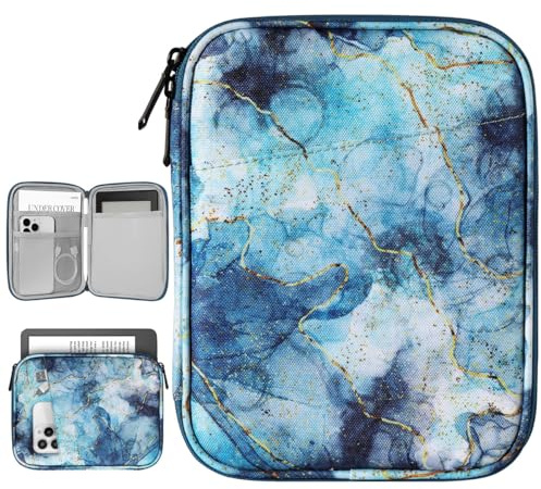 Vinabilia 6-7 Zoll Sleeve Tasche Hülle für E-Reader, Marmor Blau | Kompatibel mit 7 Kindle Paperwhite und Kindle Colorsoft Signature Edition, 6 Kindle, 6 Kobo Clara BW/Colour