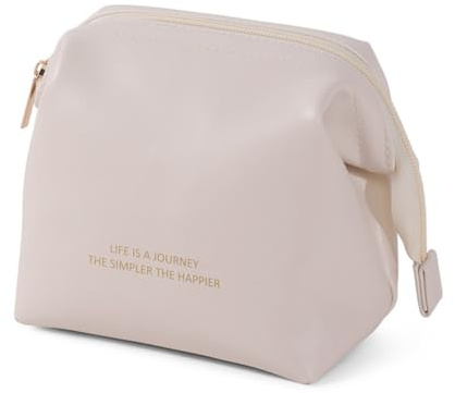 Travel Makeup Bag, Cosmetic Pouch med stor kapacitet, Toalettväska Make up Organizer for Women,White